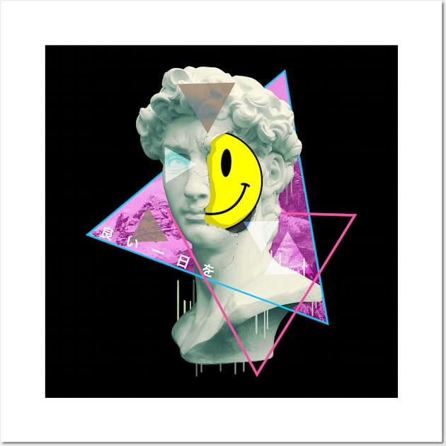 Vaporwave Have a Nice Day Statue of David Retro 1980s Art T-Shirt Wall Art by merchmonkey